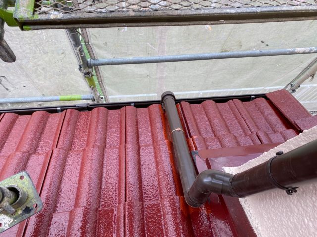 播磨町の樋の継手の施工状況